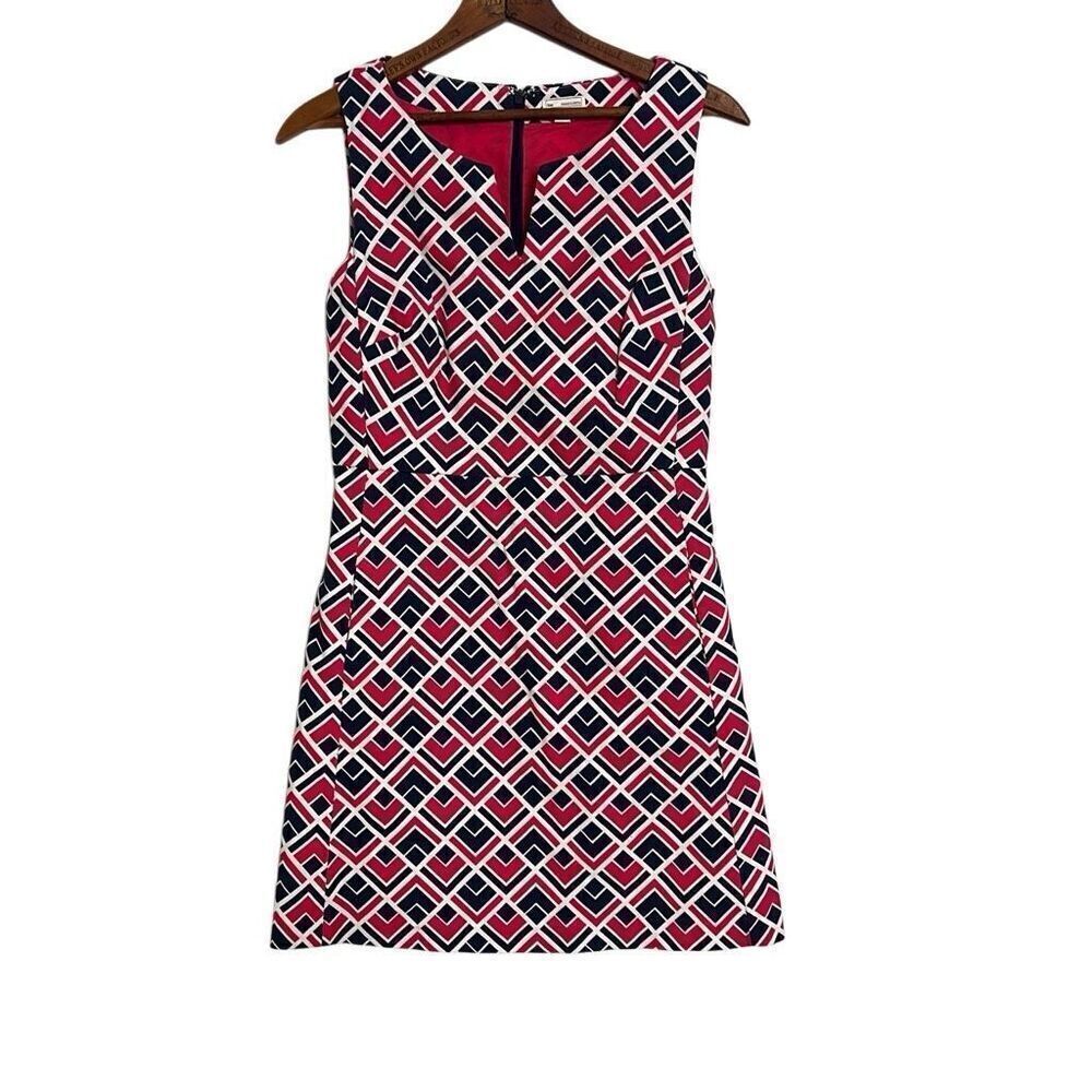 Gap Geometric Sleeveless Fit & Flare Mini Dress Red Black Size 4